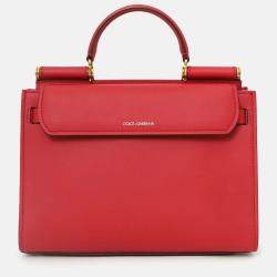 Pre Owned حقيب ة دولتشي أند غابانا سيزيلي جلد أحمر