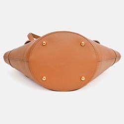 مملوكة مسبقًا Dolce & Gabbana Brown Leather Capri Coffa Bucket Bag