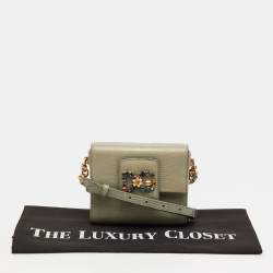 Pre Owned حقيبة كروس بودي دولتشي أند غابانا ميلينيالز أخضر حكيم رمادي منقوشة جلد سحلية