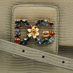 Pre Owned حقيبة كروس بودي دولتشي أند غابانا ميلينيالز أخضر حكيم رمادي منقوشة جلد سحلية