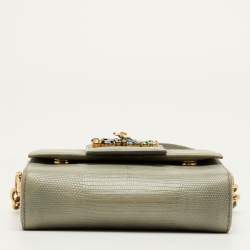 Pre Owned حقيبة كروس بودي دولتشي أند غابانا ميلينيالز أخضر حكيم رمادي منقوشة جلد سحلية