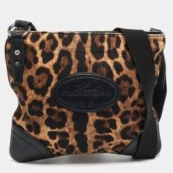 مملوكة مسبقًا حقيبة رسول مسطحة قماش وجلد بني حيواني دولتشي أند غابانا