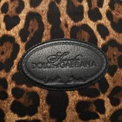 Pre Owned Dolce & Gabbana Animalier Brown Fabric and Leather Flat Messenger Bag