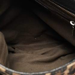 Pre Owned Dolce & Gabbana Animalier Brown Fabric and Leather Flat Messenger Bag