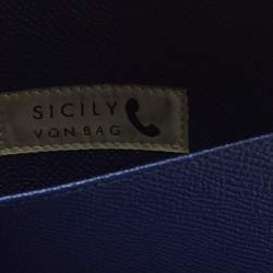 Pre Owned Dolce & Gabbana Miss Sicily Von Multicolor Majolica Print Leather Wallet on Chain