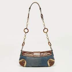 Pre Owned حقيبة كتف د ولتشي أند غابانا جلد الدنيم ثلاثي الألوان و جلد الثعبان