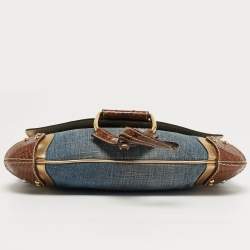 Pre Owned حقيبة كتف دولتشي أند غابانا جلد الدنيم ثلاثي الألوان و جلد الثعبان