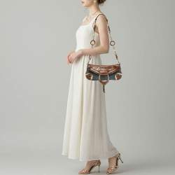 Pre Owned حقيبة كتف دولتشي أند غابانا جلد الدنيم ثلاثي الألوان و جلد الثعبان