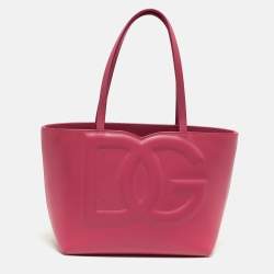 مملوكة مسبقًا Dolce & Gabbana DG Logo Small Fuchsia Leather Shopper Tote