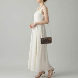 Pre Owned حقيبة كلاتش سلسلة دولتشي أند غابانا نينا كانفاس مطلي بطبعة فهد بني/أسود