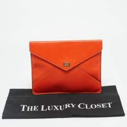 Pre Owned Dolce & Gabbana Orange Leather Envelope Clutch