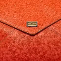 Pre Owned Dolce & Gabbana Orange Leather Envelope Clutch