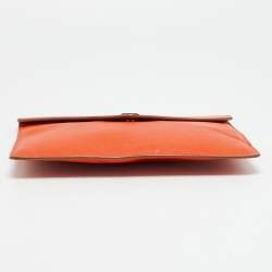 Pre Owned Dolce & Gabbana Orange Leather Envelope Clutch