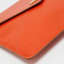 Pre Owned Dolce & Gabbana Orange Leather Envelope Clutch