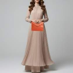 Pre Owned Dolce & Gabbana Orange Leather Envelope Clutch