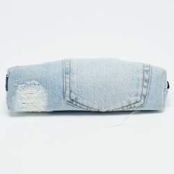 مملوكة مسبقًا حقيبة مكياج دولتشي أند غابانا دي جي جيرلز قماش دينيم مرقع أزرق