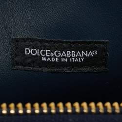 مملوكة مسبقًا حقيبة مكياج دولتشي أند غابانا دي جي جيرلز قماش دينيم مرقع أزرق