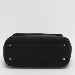 Pre Owned Dolce & Gabbana Miss Sicily Medium Black Leather and Neoprene Top Handle