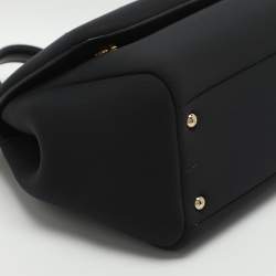 Pre Owned Dolce & Gabbana Miss Sicily Medium Black Leather and Neoprene Top Handle