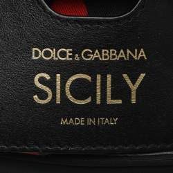 Pre Owned Dolce & Gabbana Miss Sicily Medium Black Leather and Neoprene Top Handle