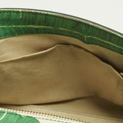 مملوكة مسبقًا Dolce & Gabbana Miss Sicily Medium Green/White Leather Banana Leaf Print Top Handle Bag
