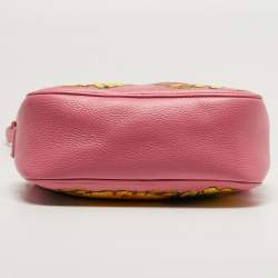 Pre Owned Dolce & Gabbana Glam Pink Pineapple Print Leather Crossbody Bag