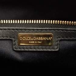 Pre Owned حقيبة دولتشي أند غابانا ميس إسكيب قماش مطلي بنقشة الفهد بني/أسود بسحاب