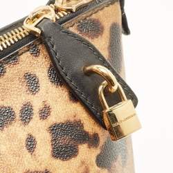 Pre Owned حقيبة دولتشي أند غابانا ميس إسكيب قماش مطلي بنقشة الفهد بني/أسود بسحاب