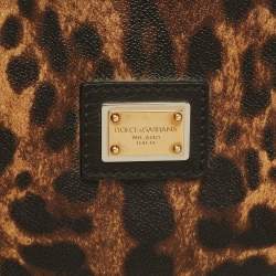 Pre Owned حقيبة دولتشي أند غابانا ميس إسكيب قماش مطلي بنقشة الفهد بني/أسود بسحاب