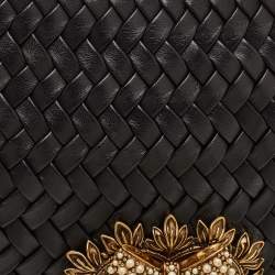 Pre Owned حقيبة كتف دولتشي أند غابانا ديڤوشن جلد منسوج أسود