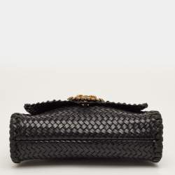 Pre Owned حقيبة كتف دولتشي أند غابانا ديڤوشن جلد منسوج أسود