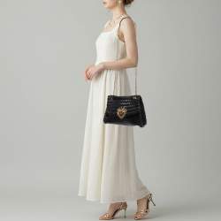 Pre Owned حقيبة كتف دولتشي أند غابانا ديڤوشن جلد منسوج أسود