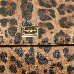 Pre Owned حقيبة يد علوية دولتشي أند غابانا ميس سيسيلي كبيرة طبعة نمر بني/أسود قماش مكسو