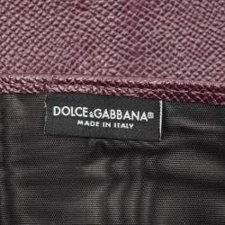 Pre Owned حقيبة كلاتش دولتشي أند غابانا جلد أرجواني سحاب كامل