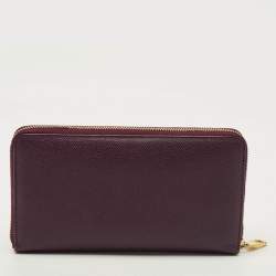 Pre Owned حقيبة كلاتش دولتشي أند غابانا جلد أرجواني سحاب كامل