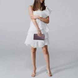 Pre Owned حقيبة كلاتش دولتشي أند غابانا جلد أرجواني سحاب كامل