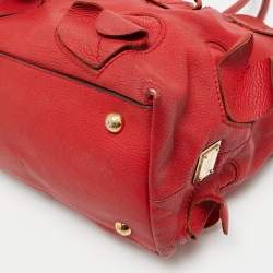 Pre Owned Dolce & Gabbana Heart Applique Red Leather Drawstring Tote