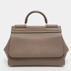 مملوكة مسبقًا Dolce & Gabbana Sicily Beige Leather Top Handle Bag