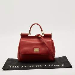مملوكة مسبقًا حقيبة دولتشي أند غابانا ميس سيسيلي متوسطة يد علوية جلد أحمر