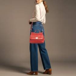 مملوكة مسبقًا حقيبة دولتشي أند غابانا ميس سيسيلي متوسطة يد علوية جلد أحمر