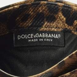 مملوكة مسبقًا Dolce & Gabbana Brown/Black Leopard Print Coated Canvas Card Holder