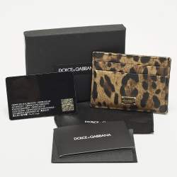 مملوكة مسبقًا Dolce & Gabbana Brown/Black Leopard Print Coated Canvas Card Holder