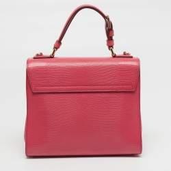 Pre Owned Dolce & Gabbana Miss Monica Medium Pink Lizard Embossed Leather Top Handle Bag