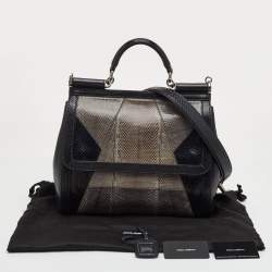 مملوكة مسبقًا Dolce & Gabbana Miss Sicily Large Multicolor Colorblock Snakeskin Top Handle Bag