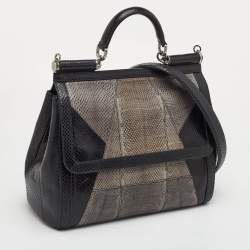 مملوكة مسبقًا Dolce & Gabbana Miss Sicily Large Multicolor Colorblock Snakeskin Top Handle Bag