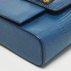مملوكة مسبقًا Dolce & Gabbana DG Millennials Crystals Mini Blue Lizard Embossed Leather Bag