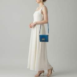 مملوكة مسبقًا Dolce & Gabbana DG Millennials Crystals Mini Blue Lizard Embossed Leather Bag