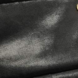 Pre Owned Dolce & Gabbana  Miss Sicily Large Black/Brown Eel Leather and Mink Fur Top Handle Bag