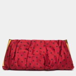 مملوكة مسبقًا Dolce & Gabbana Red/Black Polka Dot Satin Frame Clutch