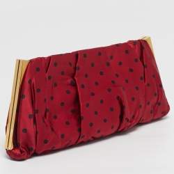 مملوكة مسبقًا Dolce & Gabbana Red/Black Polka Dot Satin Frame Clutch